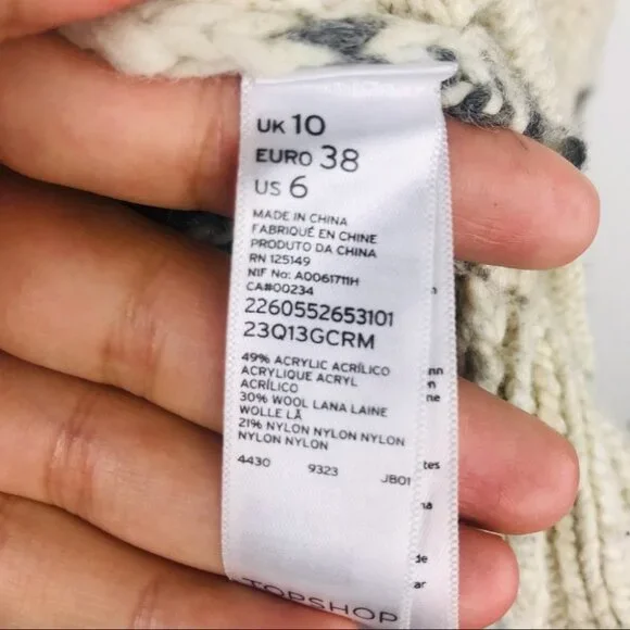 Topshop Wool Blend Knitted Oversized Button Up Sweater Cardigan  Women size 6 - Picture 13 of 16